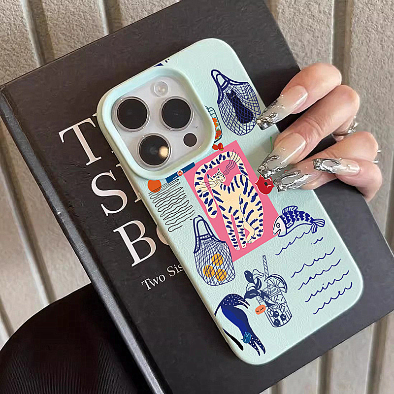 Phone Cases Cat - 可愛いチェリーキャットプリントのiPhoneケース iPhone 17 Air、XR、XS、X、16 Plus、16、15、14、13、12、11 Pro