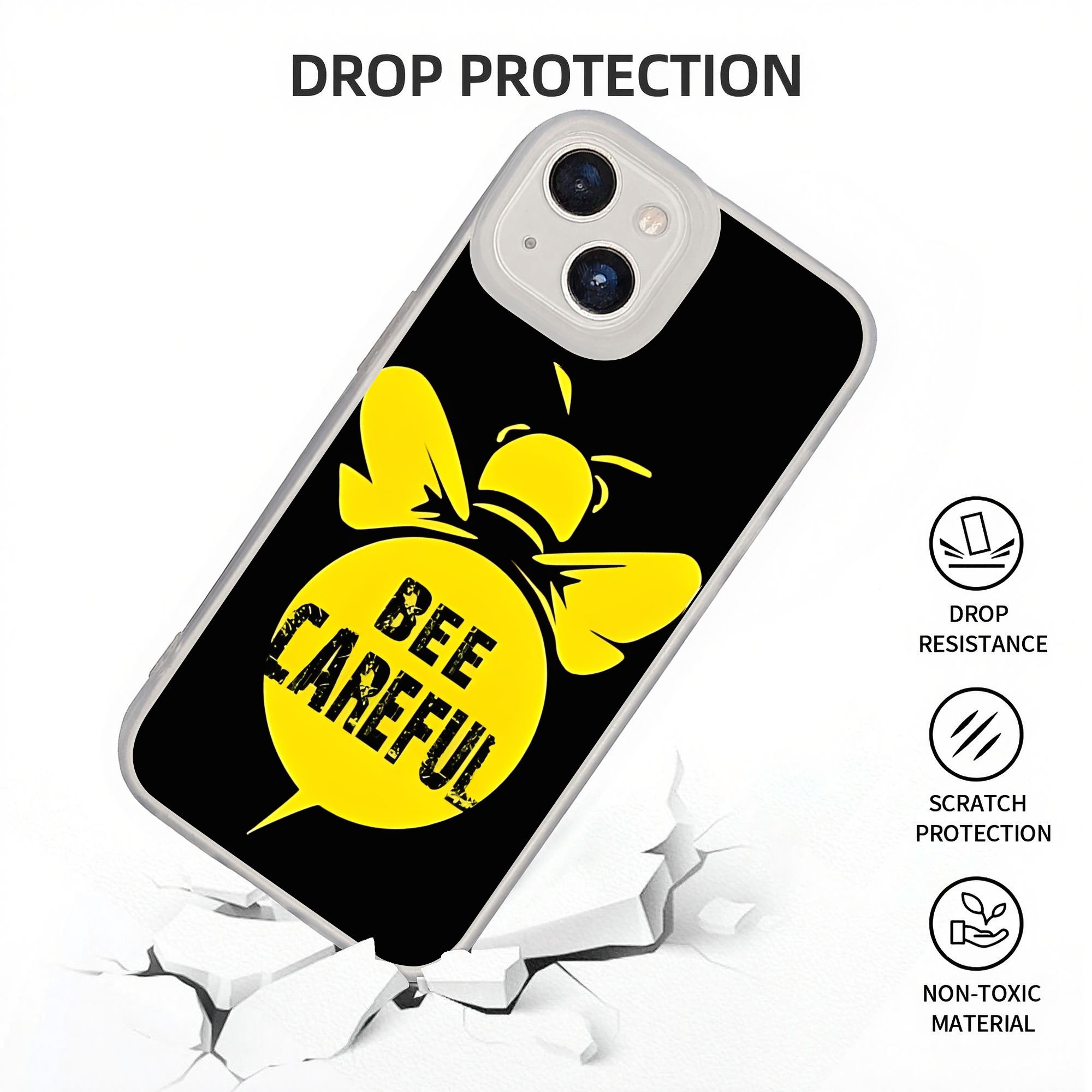 Phone Cases Typo - 新型アーマーバンパー耐衝撃ビーケアフルクールビー タイポフォンケース iPhone 17 16 15