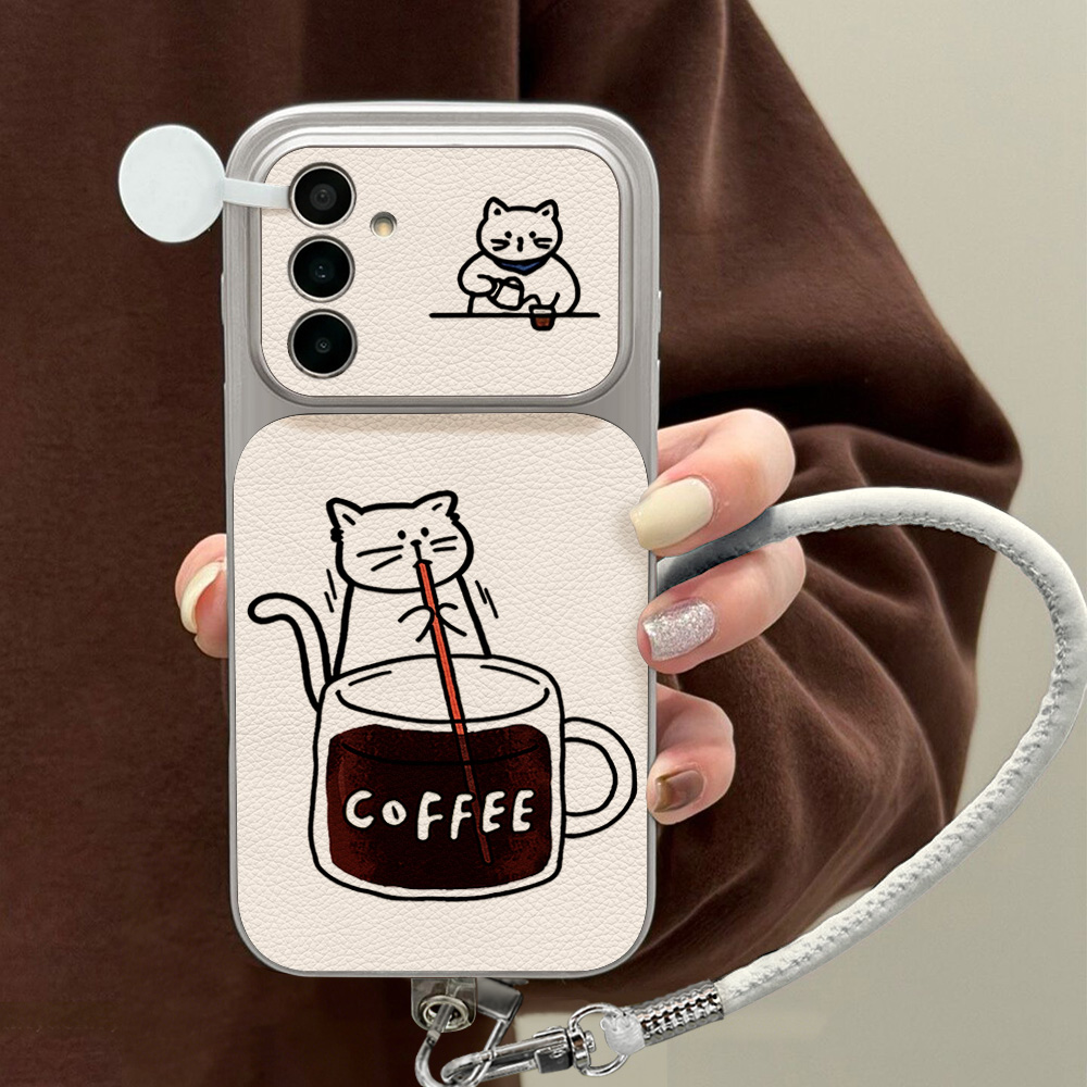 Phone Cases Cat - コーヒーと可愛い猫柄のスマホケース Samsung S26 S25 S24 S23