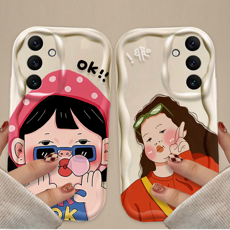 Phone Cases For Boys - 面白い男の子 可愛い女の子 波 ソフトフォンケース Samsung Galaxy