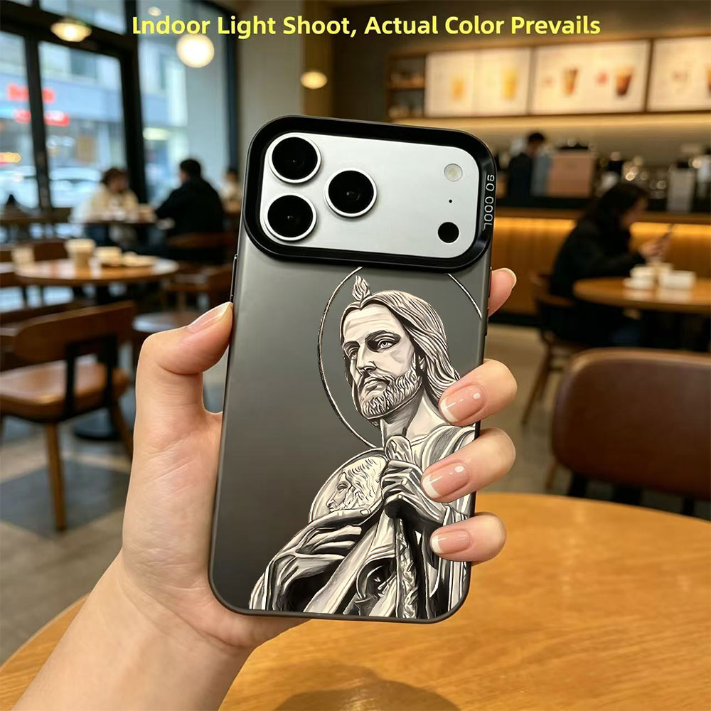 Phone Cases Amazon - サン・ジュダス・タデオ柄デザインのiPhoneケース（iPhone 18、17、16、15、14、13、12、11 Pro、Xs Max、Plus、Air、Mini、XR、X、17e、16e対応）保護カバー
