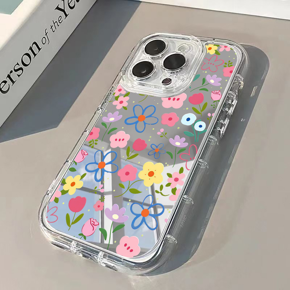 Phone Cases Amazon - 韓国風花柄シルバーミラー付きスマホケース iPhone 17 Pro Max 15