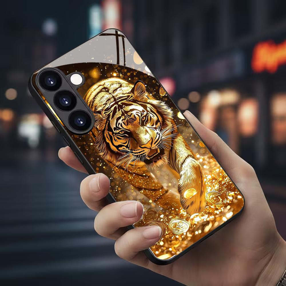 Phone Cases Galaxy S23 - 虎柄ガラス製スマホケース Samsung Galaxy S26 S25 S24