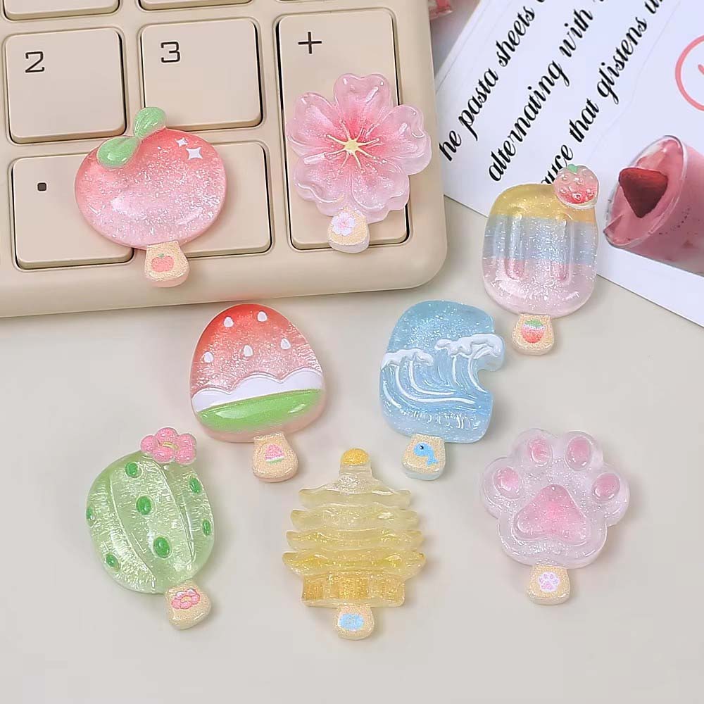 Phone Cases For Boys - 10 個かわいい透明夏ミニアイスクリーム樹脂チャーム DIY 電話ケースヘアピンキーホルダー装飾 DIY アクセサリー