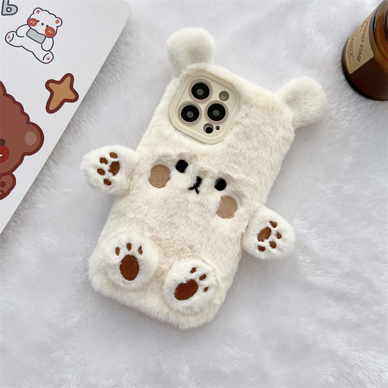 韓国の3D漫画風クマのふわふわぬいぐるみカップル携帯ケース  - Phone Cases Iphone 17 Pro Max のレビューと価格
