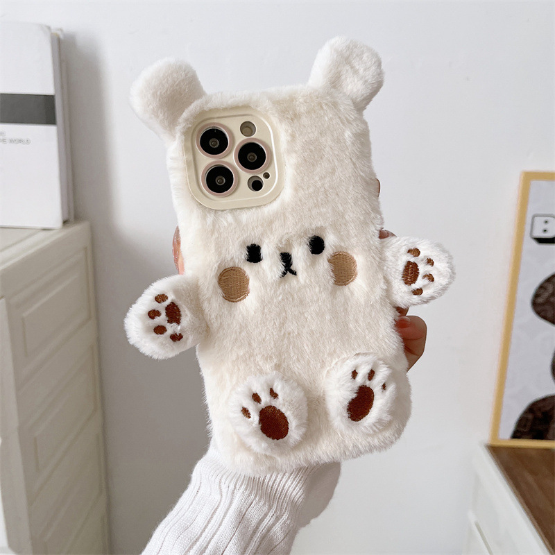 韓国の3D漫画風クマのふわふわぬいぐるみカップル携帯ケース  - Phone Cases Iphone 17 Pro Max のレビューと価格