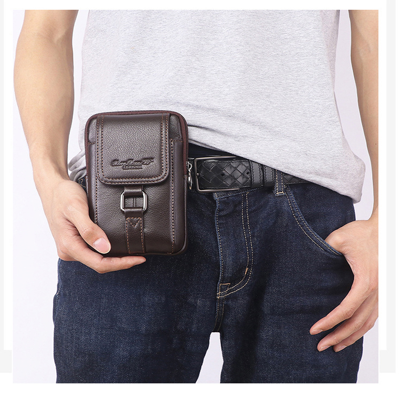 男性用本革ファニーパック,携帯電話ケース,ウエスト,カジュア - Phone Cases For Boys のレビューと価格
