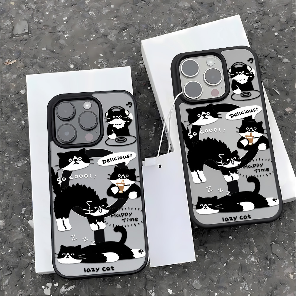 面白い黒猫ワイヤレス充電対応スマホケース iPhone 17 - Phone Cases Cat のレビューと価格