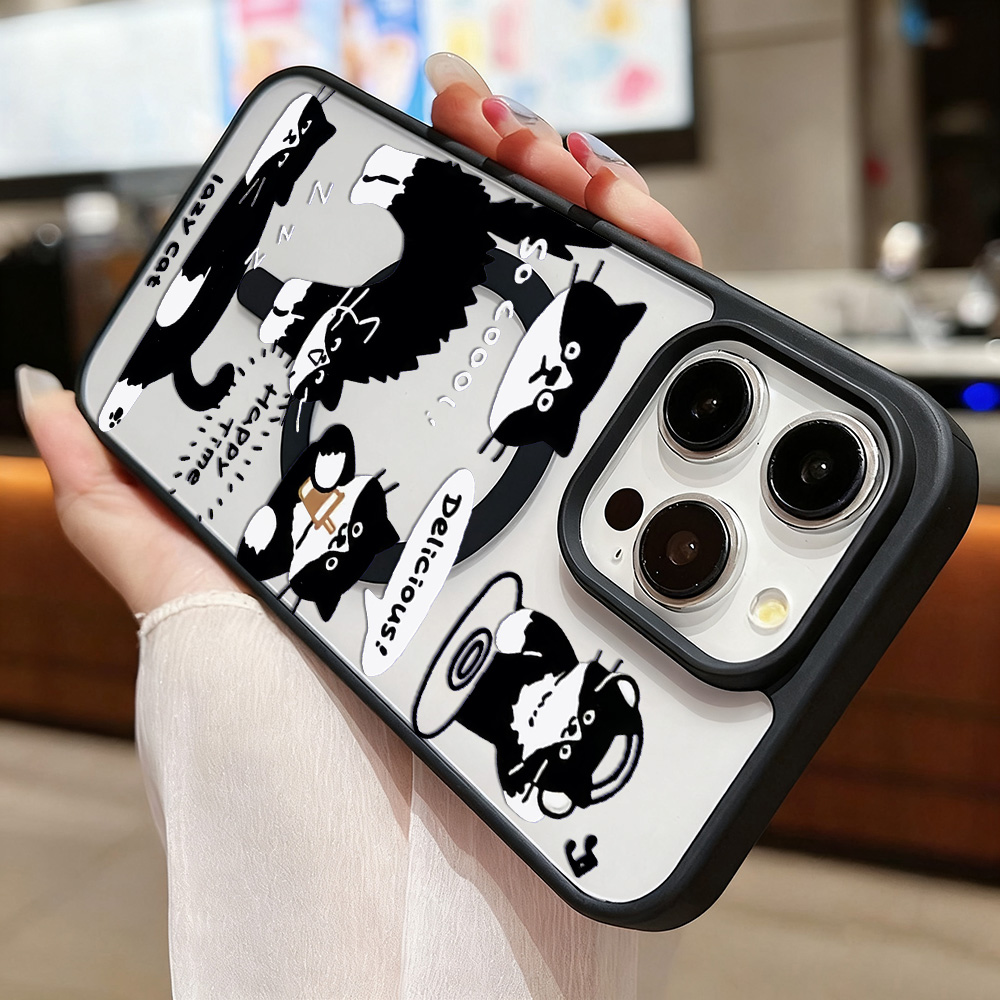 面白い黒猫ワイヤレス充電対応スマホケース iPhone 17 - Phone Cases Cat のレビューと価格
