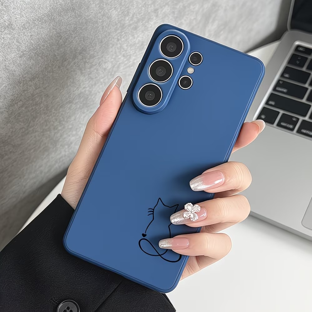 ミニマリストラインアート猫スケッチ柄スマホケース Samsu - Phone Cases Cat のレビューと価格