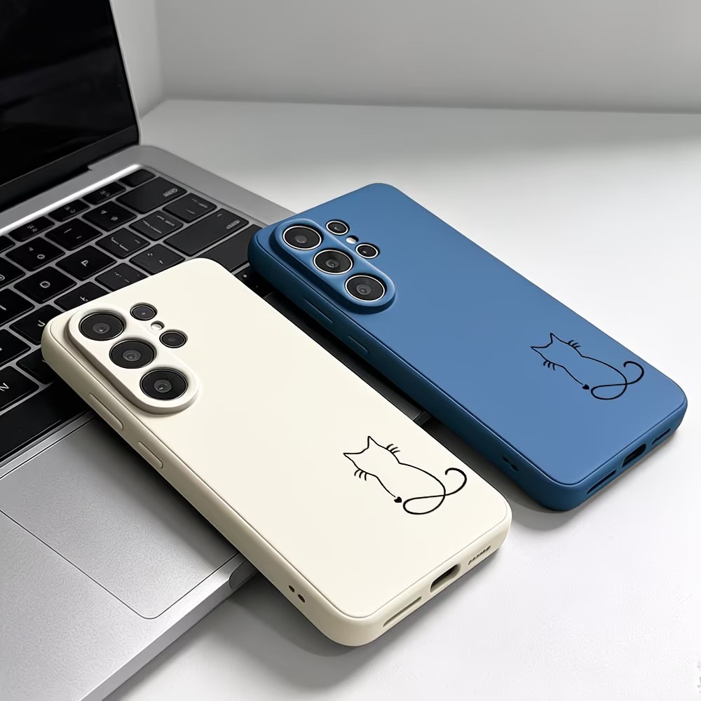 ミニマリストラインアート猫スケッチ柄スマホケース Samsu - Phone Cases Cat のレビューと価格