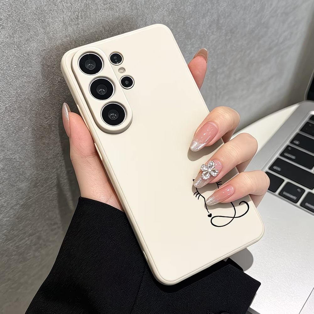ミニマリストラインアート猫スケッチ柄スマホケース Samsu - Phone Cases Cat のレビューと価格