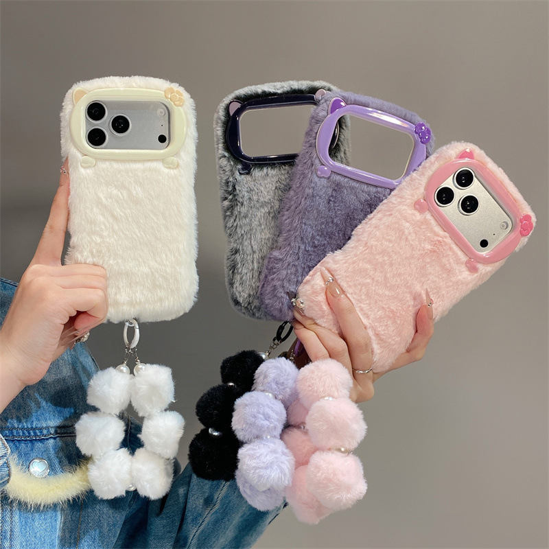 高級感のある無地のファー素材のプラッシュフォンケース iPh - Phone Cases Amazon のレビューと価格