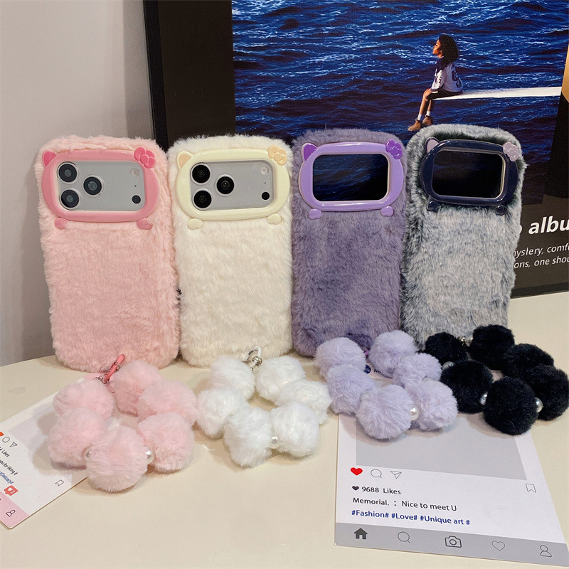 高級感のある無地のファー素材のプラッシュフォンケース iPh - Phone Cases Amazon のレビューと価格