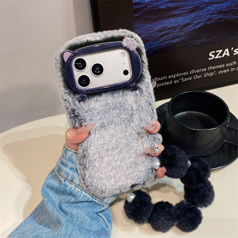 高級感のある無地のファー素材のプラッシュフォンケース iPh - Phone Cases Amazon のレビューと価格