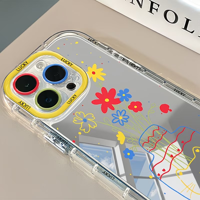 夏のデイジー柄猫花瓶デザインミラー付きスマホケース iPho - Phone Cases Cat のレビューと価格