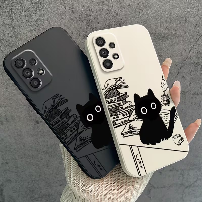 可愛い読書をする黒猫柄のスマホケース Samsung Gal - Phone Cases Cat のレビューと価格