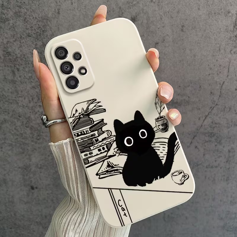 可愛い読書をする黒猫柄のスマホケース Samsung Gal - Phone Cases Cat のレビューと価格