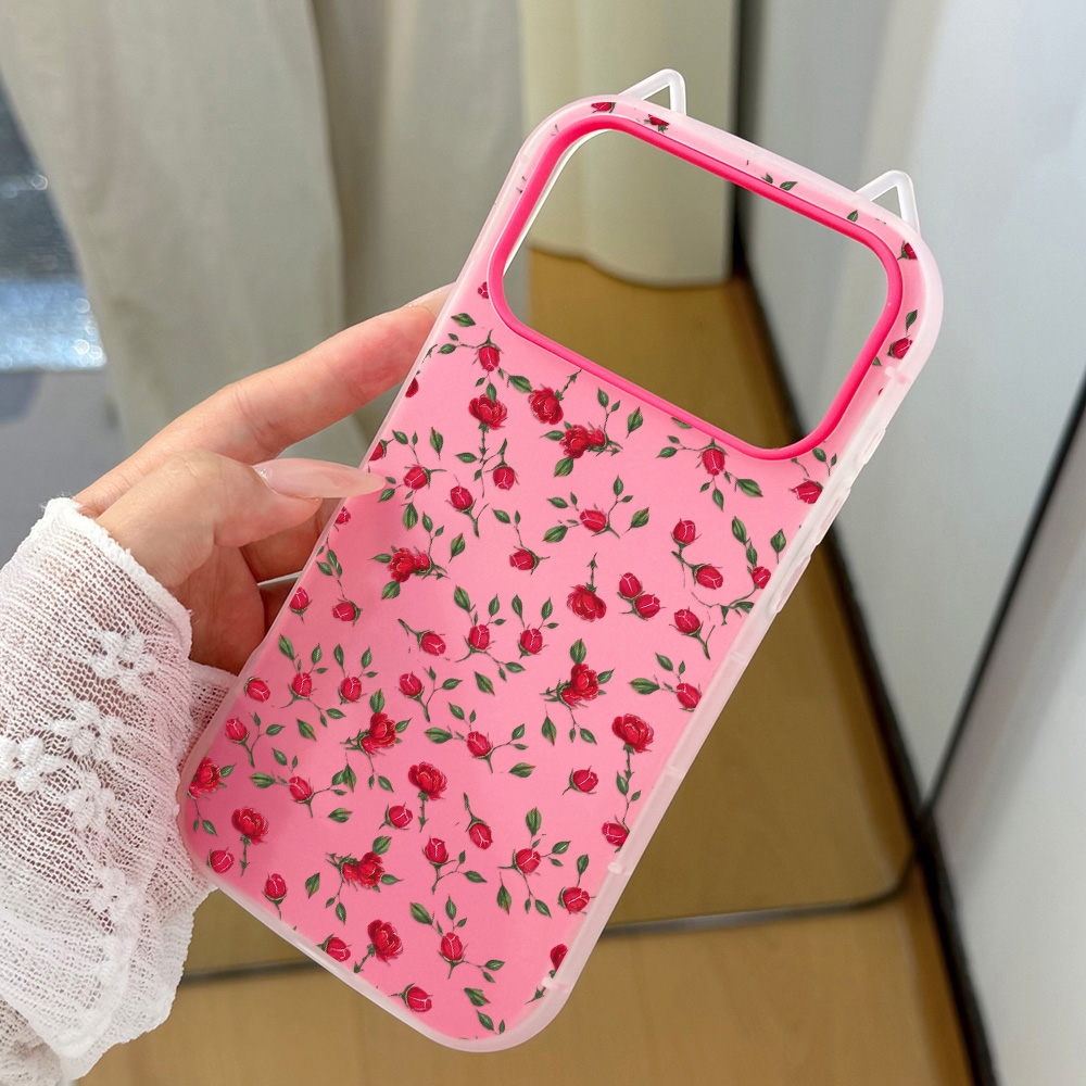 赤いバラの花柄猫耳付きスマホケース iPhone 17 Pr - Phone Cases Cat のレビューと価格