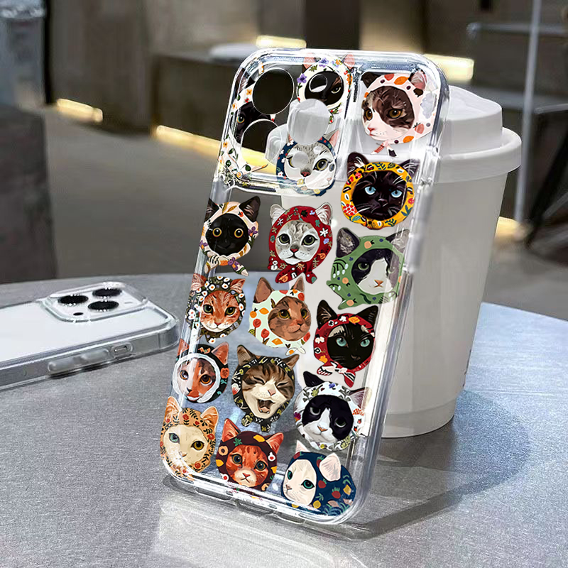 可愛いバンダナ猫柄クリアスマホケース Samsung Gal - Phone Cases Cat のレビューと価格