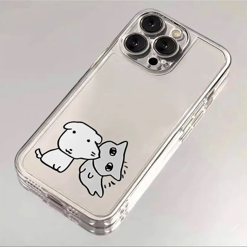 新しい韓国風可愛い子犬猫カップルクリアスマホケース iPho - Phone Cases Cat のレビューと価格
