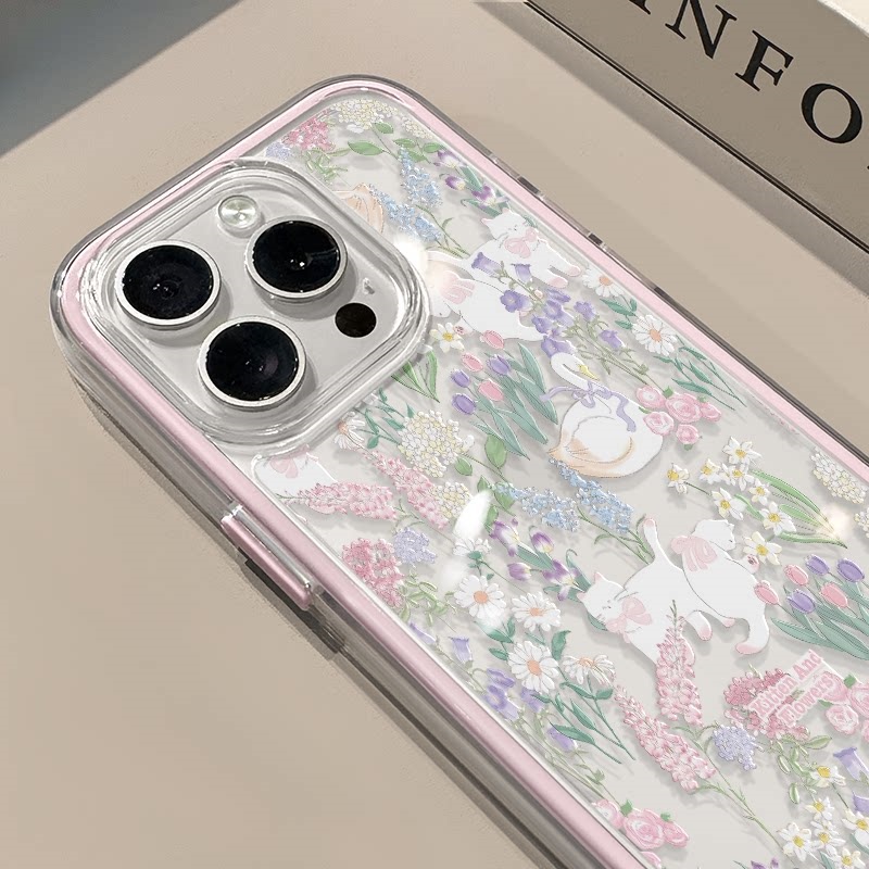 可愛い花猫スワンソフトシリコンクリアスマホケース iPhon - Phone Cases Cat のレビューと価格
