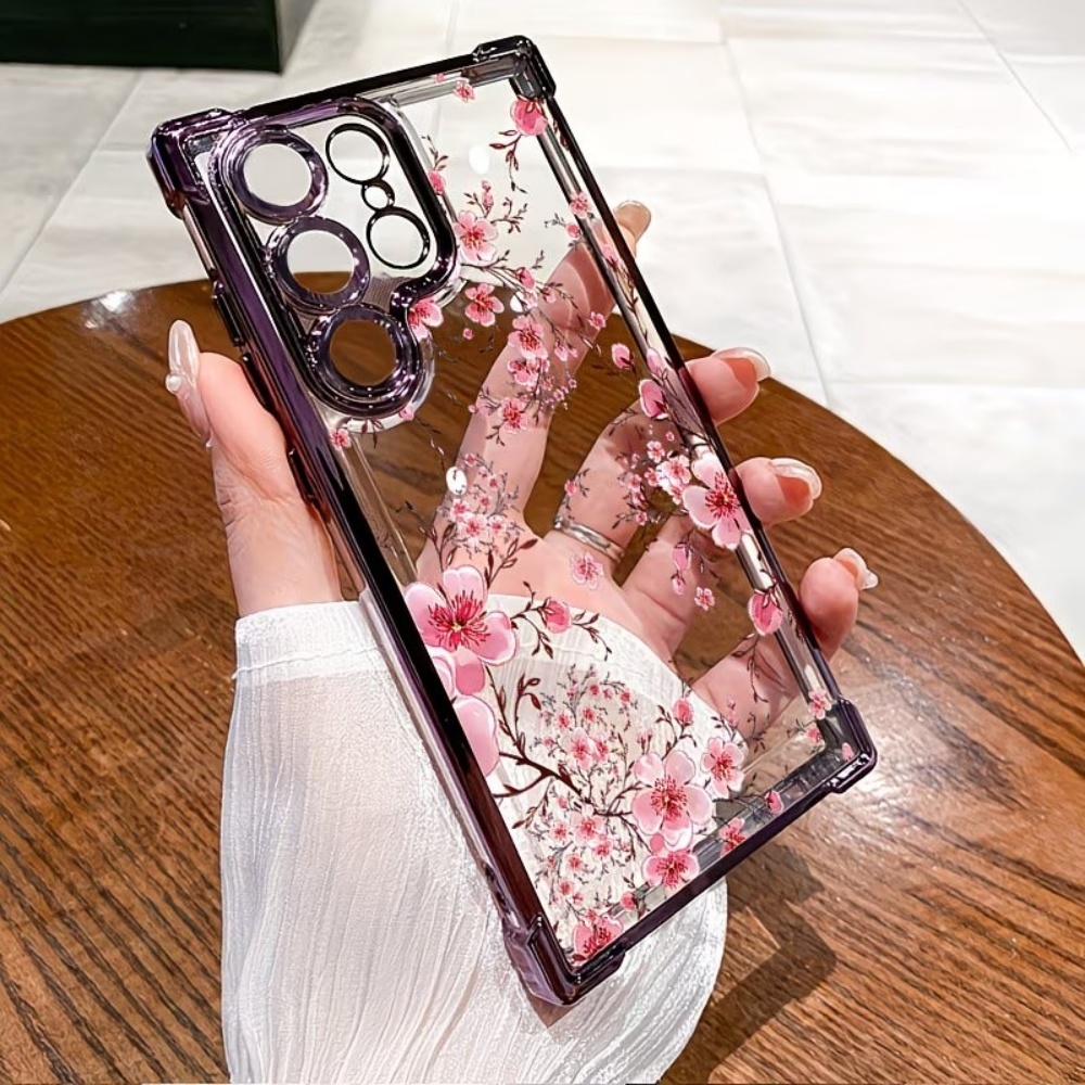 桜の花柄電気メッキ四隅耐衝撃スマホケース Samsung G - Phone Cases Galaxy S23 のレビューと価格