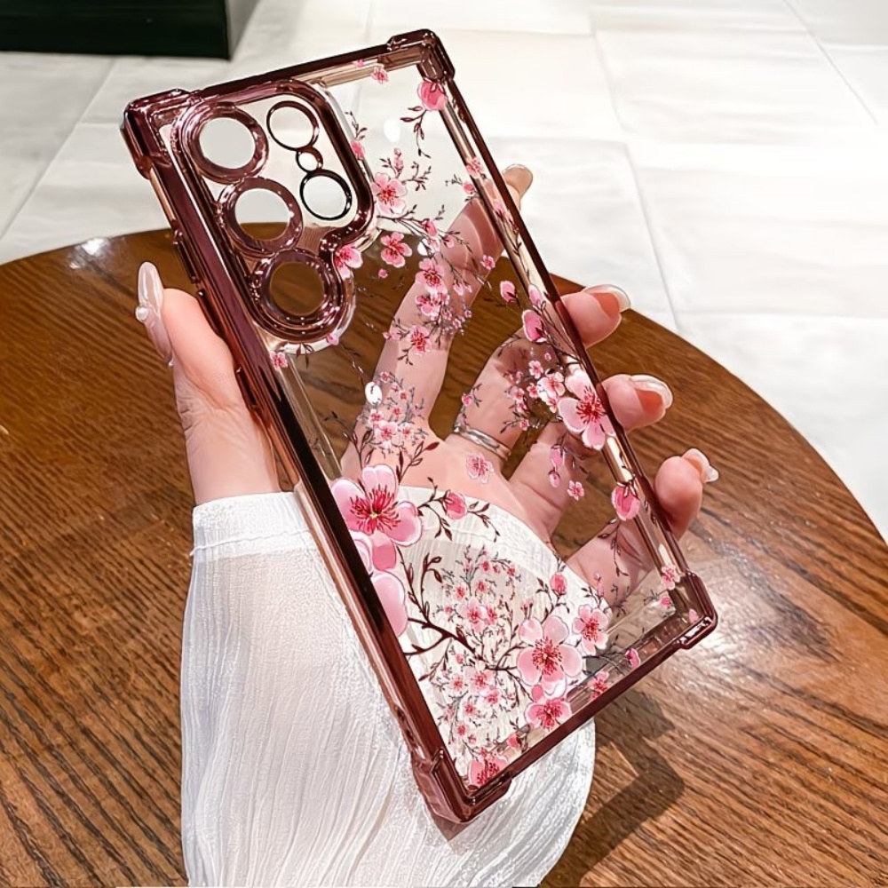 桜の花柄電気メッキ四隅耐衝撃スマホケース Samsung G - Phone Cases Galaxy S23 のレビューと価格