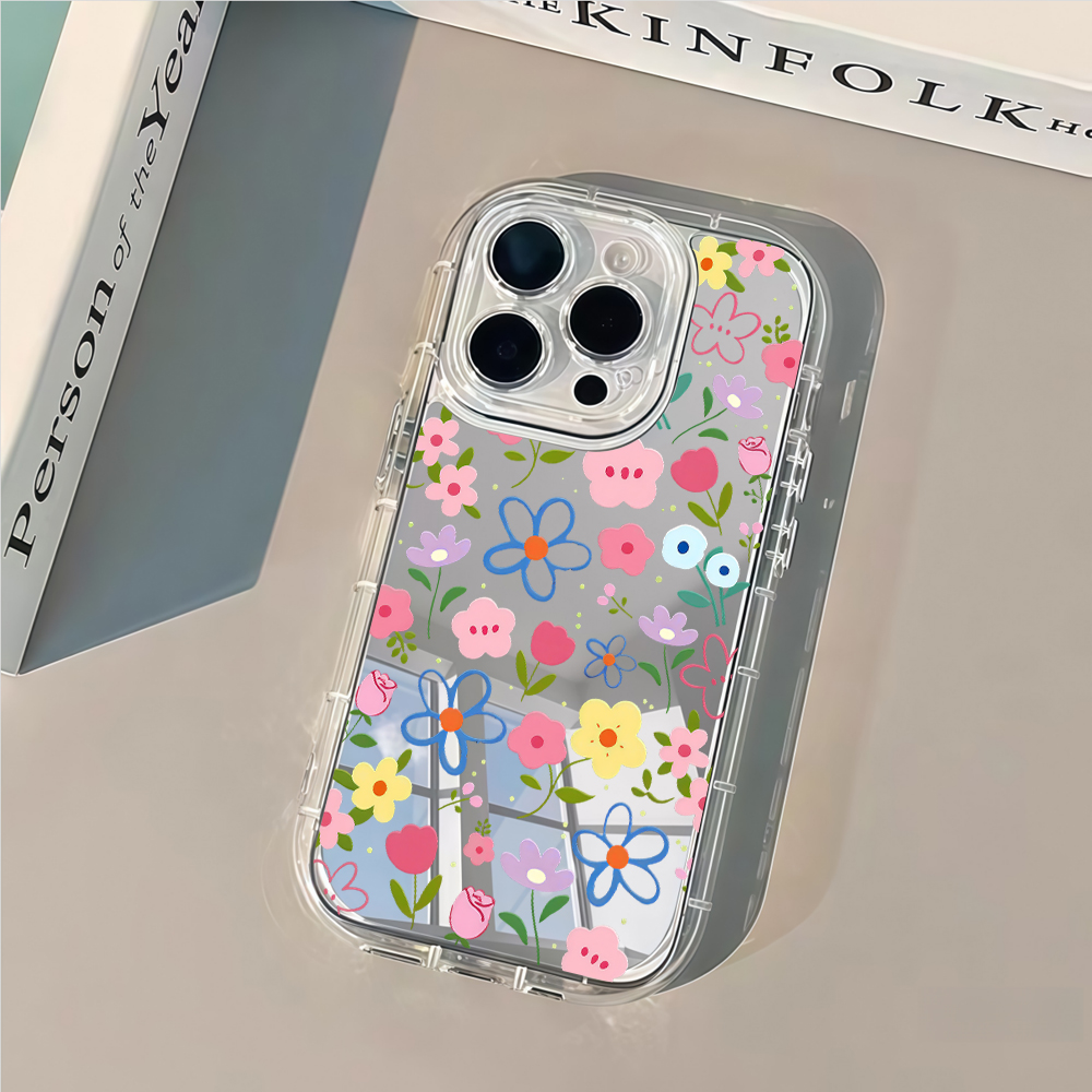 韓国風花柄シルバーミラー付きスマホケース iPhone 17 - Phone Cases Amazon のレビューと価格