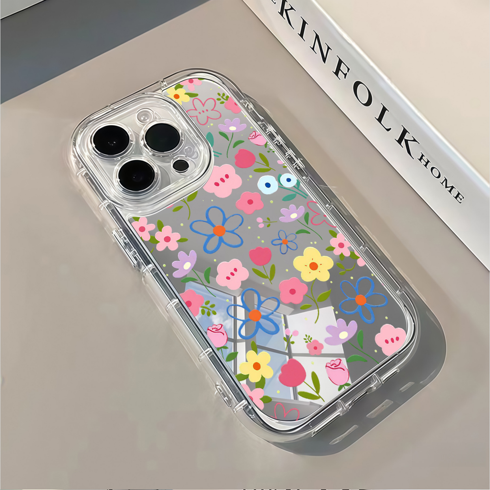 韓国風花柄シルバーミラー付きスマホケース iPhone 17 - Phone Cases Amazon のレビューと価格