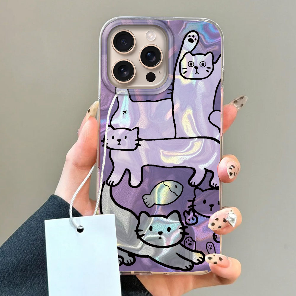 パープルラインキャットフィッシュウォーターテクスチャiPho - Phone Cases Cat のレビューと価格