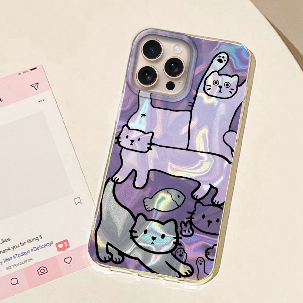 パープルラインキャットフィッシュウォーターテクスチャiPho - Phone Cases Cat のレビューと価格