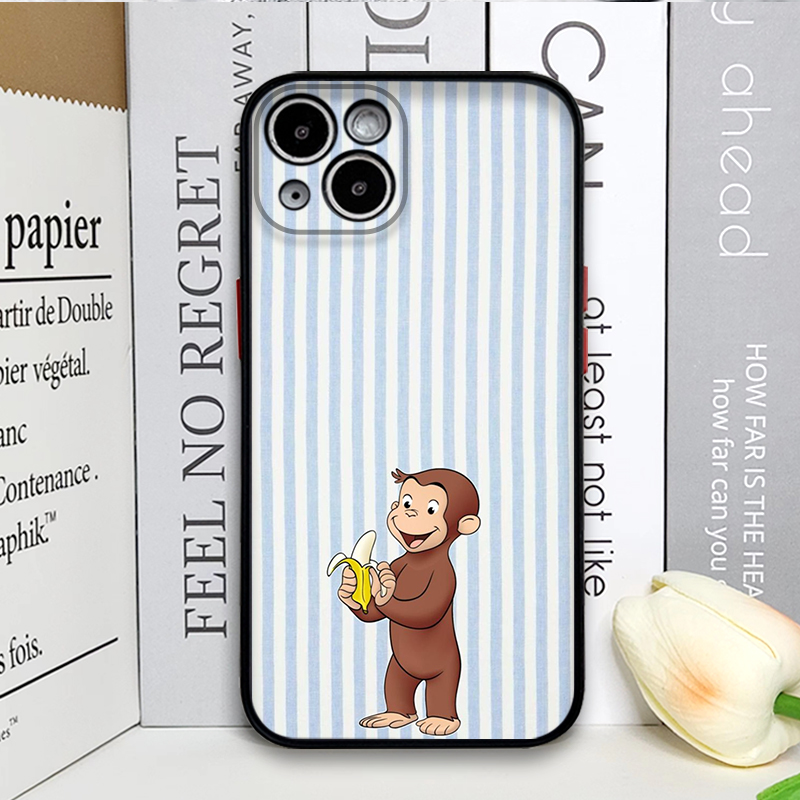 漫画風ストライプ柄の猿が猫を抱くiPhoneケース iPho - Phone Cases Cat のレビューと価格