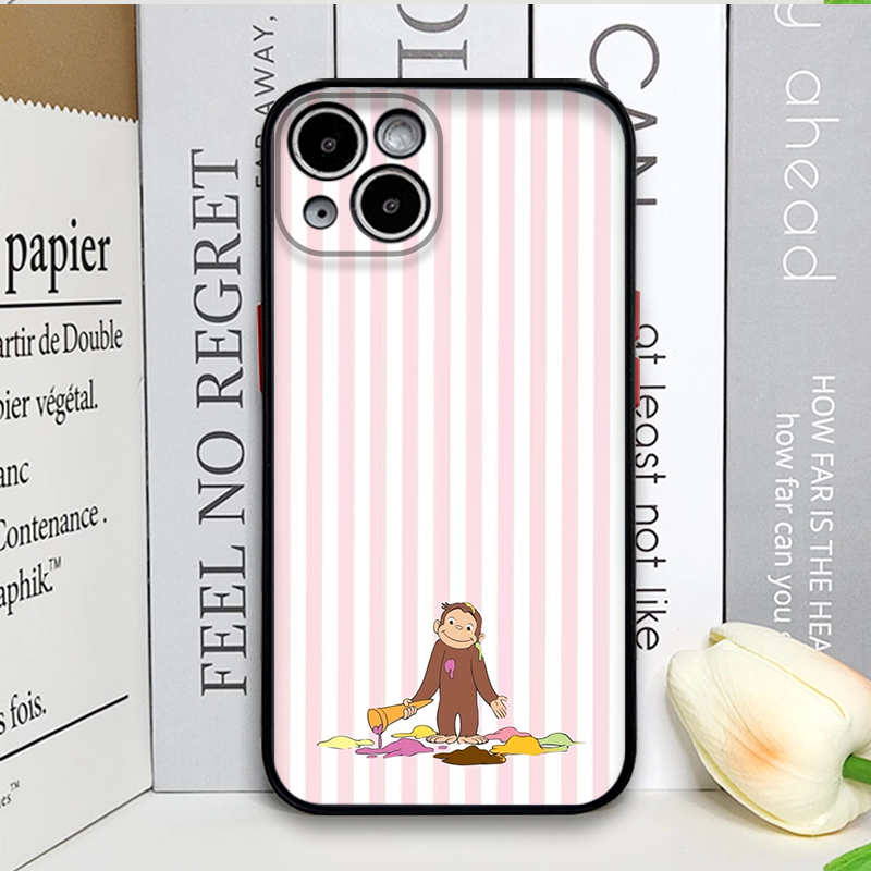 漫画風ストライプ柄の猿が猫を抱くiPhoneケース iPho - Phone Cases Cat のレビューと価格